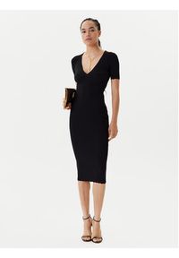 Elisabetta Franchi Sukienka dzianinowa AM-53S-51E2 Czarny Slim Fit. Kolor: czarny. Materiał: wiskoza