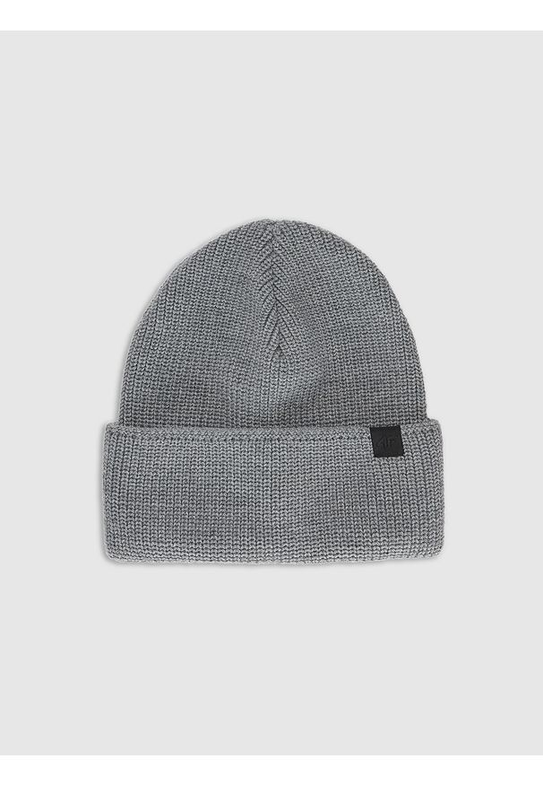 4f - 4F Czapka beanie z wełną merino uniseks - szara Uniwersalny. Kolor: szary. Materiał: wełna. Sezon: zima. Styl: casual, klasyczny