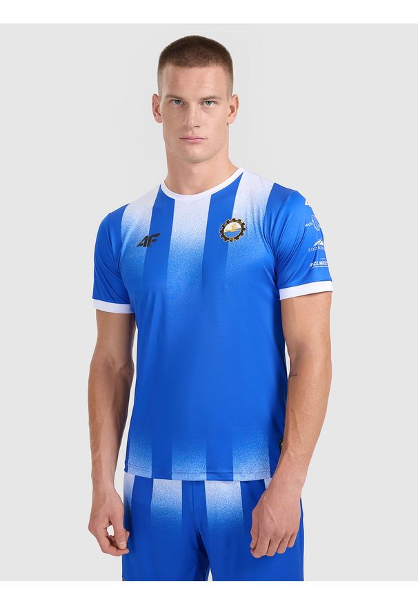 4f - 4F Koszulka klubowa wyjazdowa z sezonu 2025/26 męska 4F x Stal Mielec - niebieska M. Okazja: do domu. Kolor: niebieski. Materiał: włókno, dzianina. Długość: długie. Wzór: gradientowy. Styl: klasyczny, sportowy