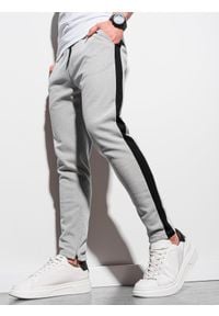Ombre Clothing - Spodnie męskie dresowe P959 - szare - XXL. Kolor: szary. Materiał: dresówka #6