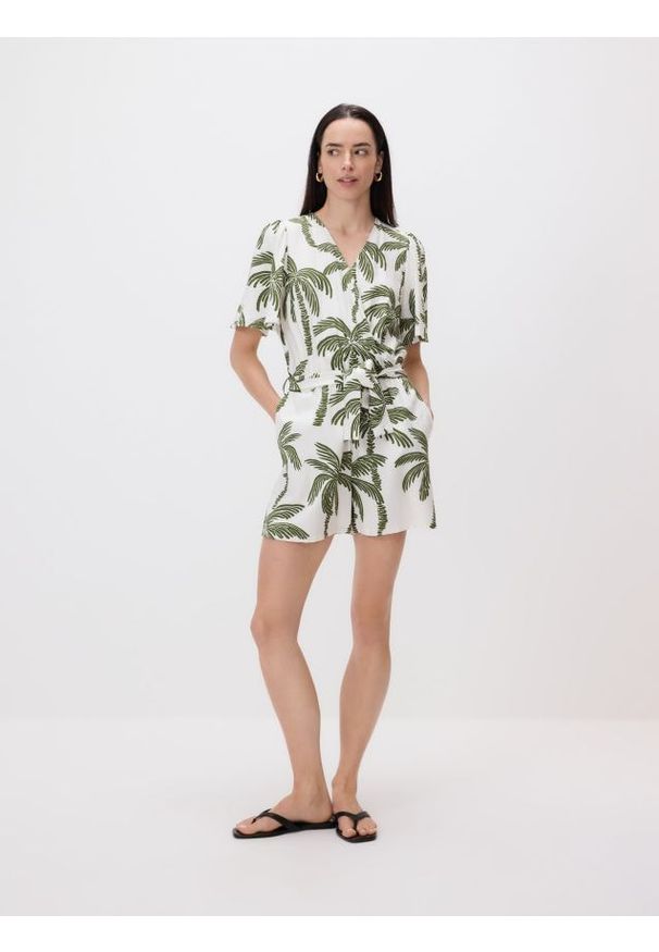 Reserved - Wiskozowy kombinezon - wielobarwny. Materiał: wiskoza. Typ sukienki: proste