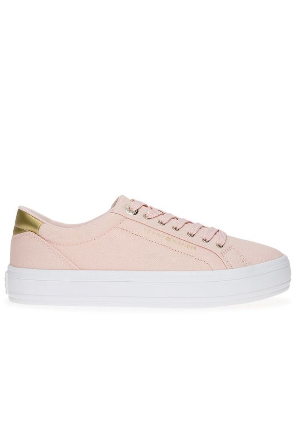 TOMMY HILFIGER - Buty damskie Tommy Hilfiger Essential Vulc Canvas FW0FW07682-TJQ - różowe. Okazja: na co dzień. Kolor: różowy. Materiał: tkanina, poliester, bawełna, guma. Szerokość cholewki: normalna