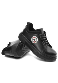 Czarne Sneakersy Ravini Modne Skórzane Buty Damskie. Okazja: na uczelnię. Kolor: czarny. Materiał: skóra. Szerokość cholewki: normalna. Sezon: wiosna. Sport: turystyka piesza #6