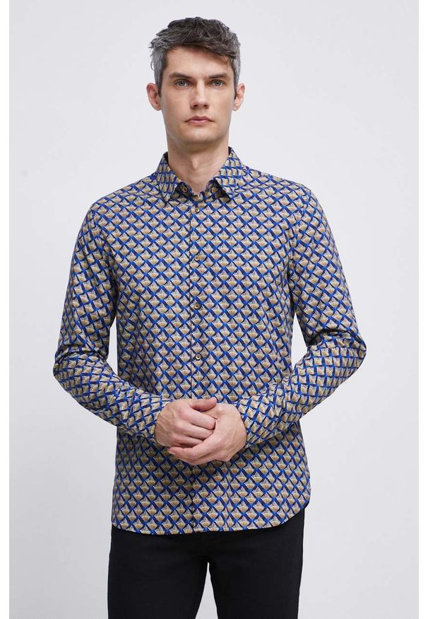 medicine - Medicine koszula męska slim z kołnierzykiem klasycznym. Typ kołnierza: kołnierzyk klasyczny. Materiał: tkanina. Długość rękawa: długi rękaw. Długość: długie. Styl: klasyczny