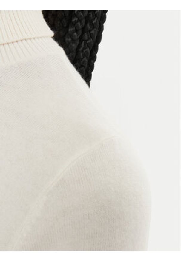 Tommy Jeans Golf Essential DW0DW19686 Écru Regular Fit. Typ kołnierza: golf. Materiał: bawełna, wiskoza