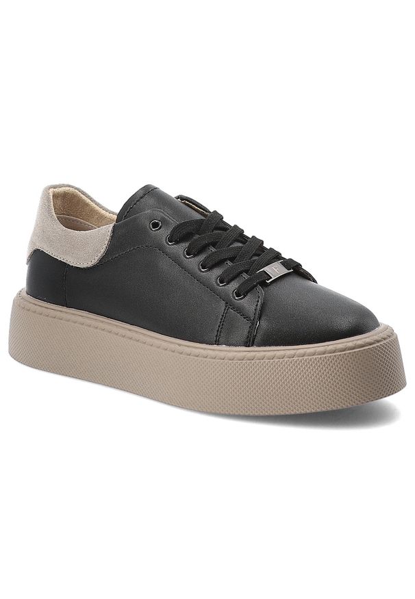 Czarne Sneakersy Filippo Sportowe Obuwie Damskie. Okazja: na co dzień. Zapięcie: sznurówki. Kolor: czarny. Materiał: guma, materiał. Szerokość cholewki: normalna. Styl: sportowy