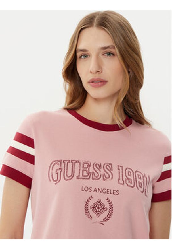Guess T-Shirt V5RI00 KA260 Różowy Regular Fit. Kolor: różowy. Materiał: bawełna