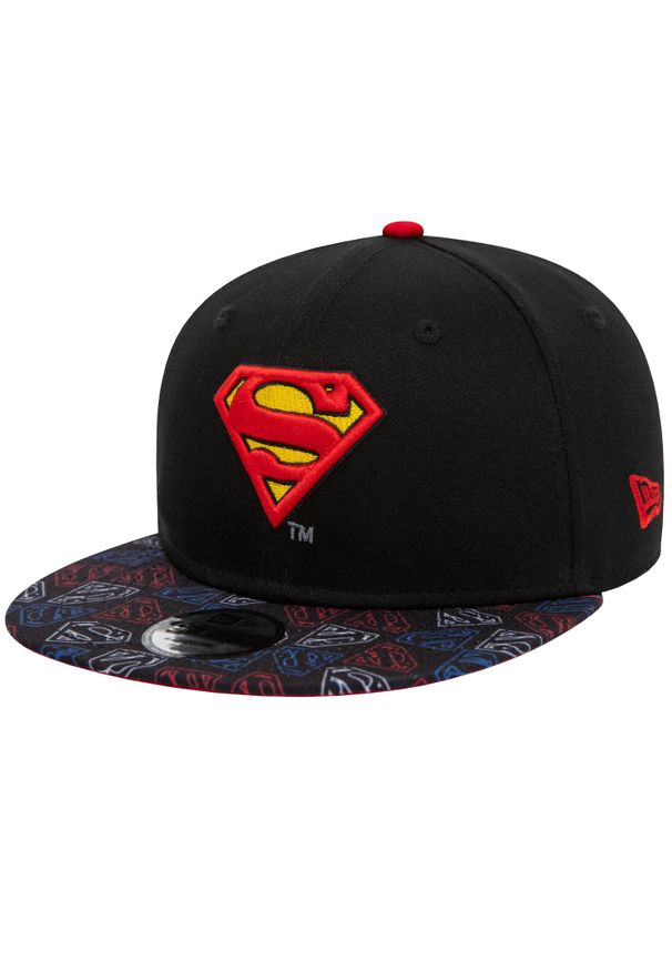 New Era - Czapka z daszkiem chłopięca Super Aop 950 Superman Kids Cap. Kolor: czarny. Materiał: bawełna. Wzór: motyw z bajki
