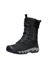 keen - Buty trekkingowe damskie Keen Greta Tall Wp. Wysokość cholewki: za kostkę. Zapięcie: sznurówki. Kolor: czarny. Materiał: materiał, skóra, tkanina. Szerokość cholewki: normalna