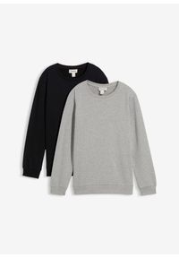 bonprix - Bluza z czystej bawełny organicznej (2 szt.). Kolor: czarny. Materiał: bawełna. Styl: klasyczny
