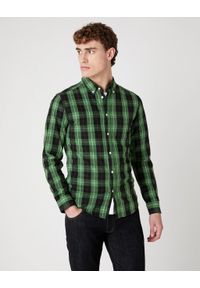 Wrangler - MĘSKA KOSZULA WRANGLER LS 1 PKT BUTTON DOWN ARTICHOKE GREEN W5F34MG14 112130123. Typ kołnierza: button down #1