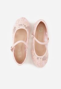 Born2be - Różowe Siateczkowe Balerinki z Paskiem z Klamerką i Haftowanymi Kwiatami Erolea. Okazja: na co dzień, na uczelnię. Zapięcie: pasek. Kolor: różowy. Materiał: jeans. Wzór: haft, kwiaty. Styl: casual #4