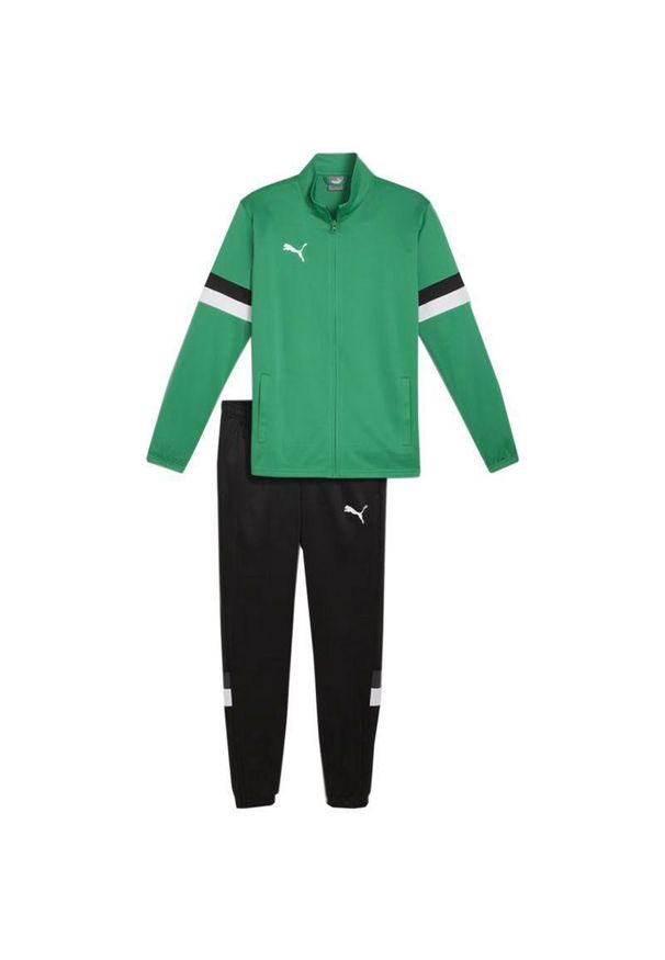 Puma - Dres Męski Team Rise. Kolor: wielokolorowy, czarny, zielony. Materiał: dresówka