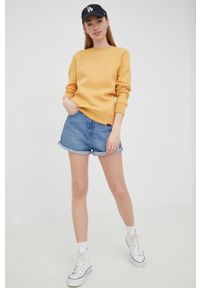 Superdry bluza damska kolor żółty melanżowa. Kolor: żółty. Materiał: bawełna, dzianina. Długość rękawa: długi rękaw. Długość: długie. Wzór: melanż #5