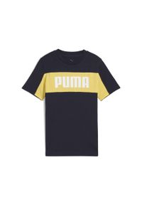 Puma - Młodzieżowa koszulka Essentials Block PUMA New Navy Blue. Kolor: niebieski. Wzór: haft