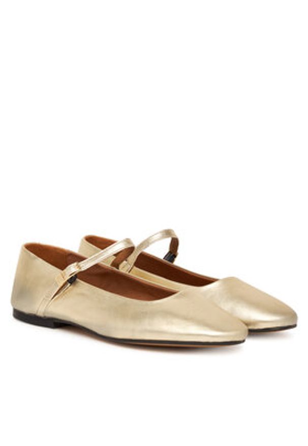 TOMMY HILFIGER - Tommy Hilfiger Baleriny Hilfiger Gold Ballerinas FW0FW09320 Złoty. Kolor: złoty. Materiał: skóra