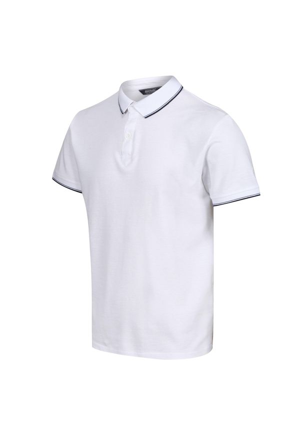 Regatta - Męska koszulka turystyczna polo Tadeo. Okazja: na spacer. Typ kołnierza: polo. Kolor: biały. Materiał: bawełna