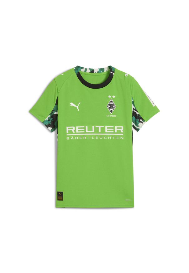 Puma - Młodzieżowa koszulka wyjazdowa Borussia Mönchengladbach 25/26 PUMA. Kolor: zielony, biały, wielokolorowy. Sport: piłka nożna