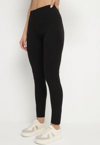 Born2be - Czarne Klasyczne Legginsy z Bawełny Zivolea. Okazja: na co dzień. Kolor: czarny. Materiał: bawełna. Styl: klasyczny