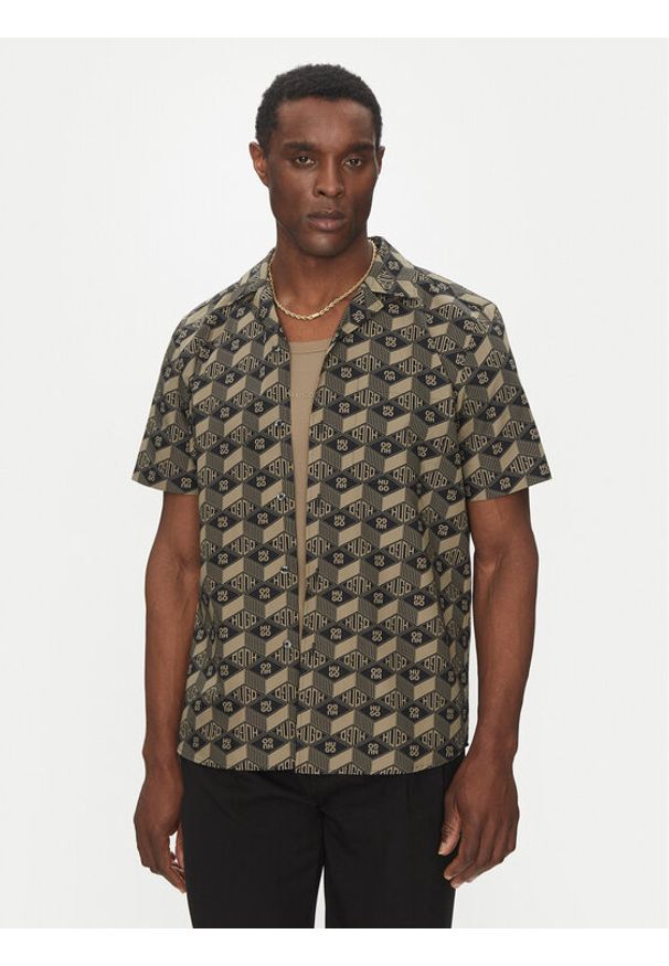 Hugo - HUGO Koszula Ellino 50539705 Czarny Relaxed Fit. Kolor: czarny. Materiał: bawełna