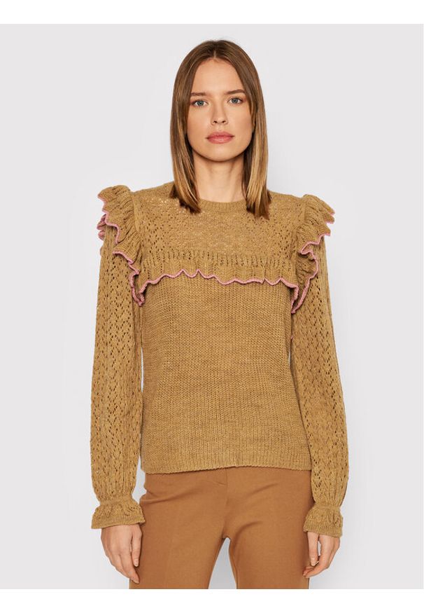Rinascimento Sweter CFM0010401003 Brązowy Regular Fit. Kolor: brązowy. Materiał: syntetyk