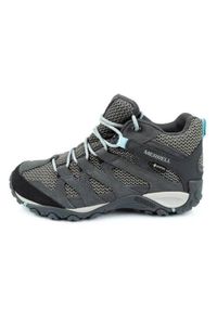 Buty trekkingowe damskie Merrell Alverstone Gtx. Wysokość cholewki: za kostkę. Zapięcie: sznurówki. Kolor: szary, niebieski, wielokolorowy. Materiał: tkanina, materiał, skóra. Szerokość cholewki: normalna. Styl: sportowy #1
