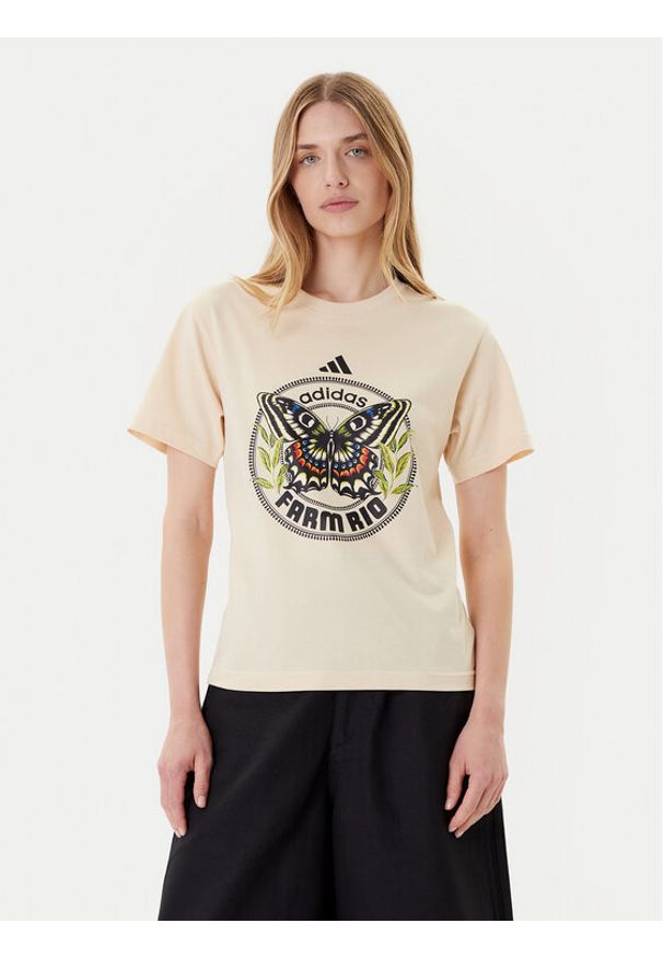 Adidas - adidas T-Shirt FARM Graphic JL8614 Beżowy Regular Fit. Kolor: beżowy. Materiał: bawełna