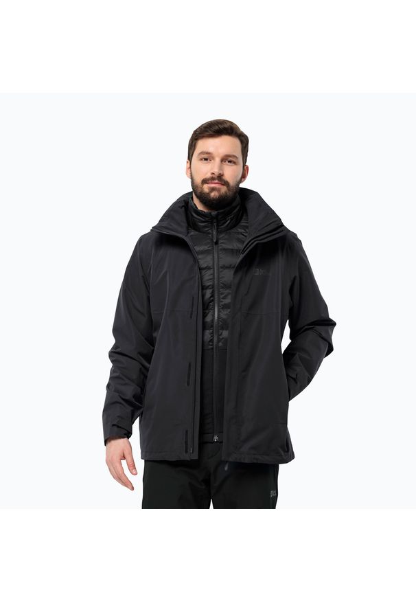 Kurtka 3w1 męska Jack Wolfskin Feldberg Luntal 3in1. Kolor: czarny. Sport: turystyka piesza