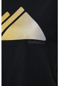 Superdry T-shirt bawełniany kolor czarny. Okazja: na co dzień. Kolor: czarny. Materiał: bawełna. Wzór: nadruk. Styl: casual