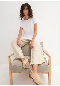 bonprix - Długi T-shirt z czystej bawełny. Kolor: biały. Materiał: bawełna. Długość rękawa: krótki rękaw. Długość: krótkie, długie #3