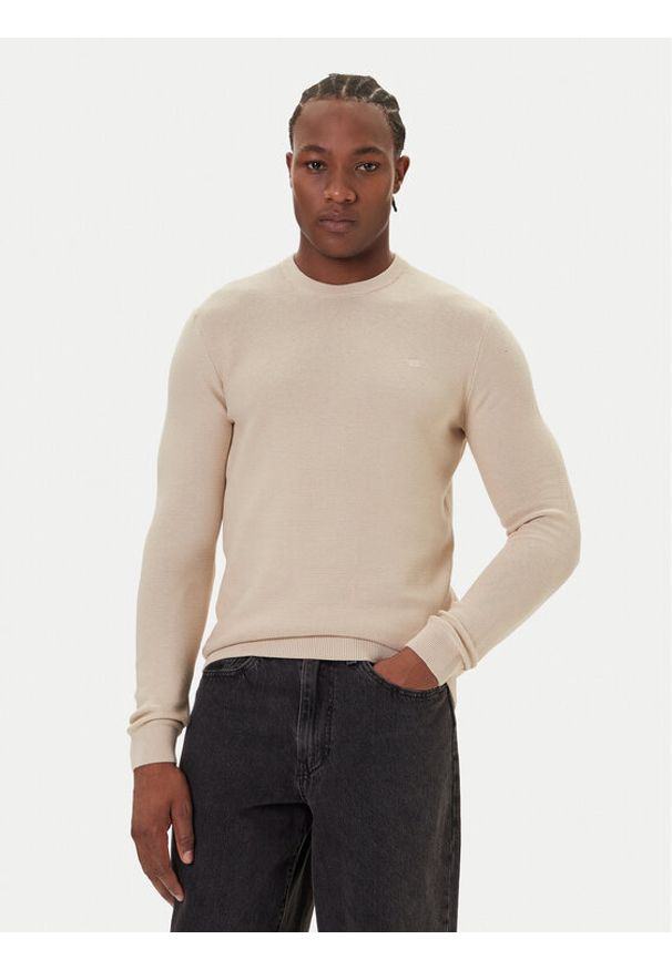 Mustang Sweter Elliot 1016844 Beżowy Regular Fit. Kolor: beżowy. Materiał: bawełna