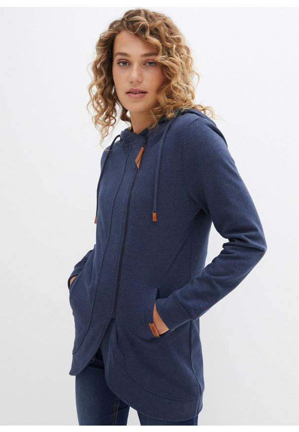 bonprix - Bluza rozpinana z kapturem. Typ kołnierza: kaptur. Kolor: niebieski