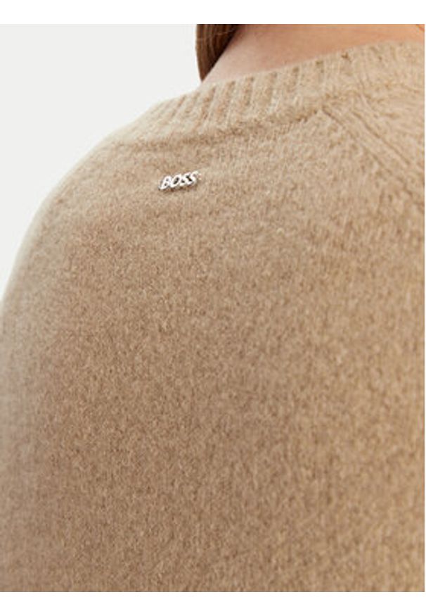 BOSS Sweter Febisan 50478315 Beżowy Regular Fit. Kolor: beżowy. Materiał: wełna