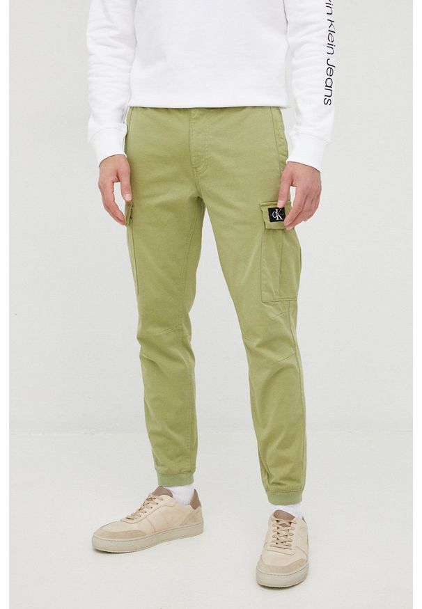 Calvin Klein Jeans spodnie J30J319650.PPYY męskie kolor zielony proste. Kolor: zielony