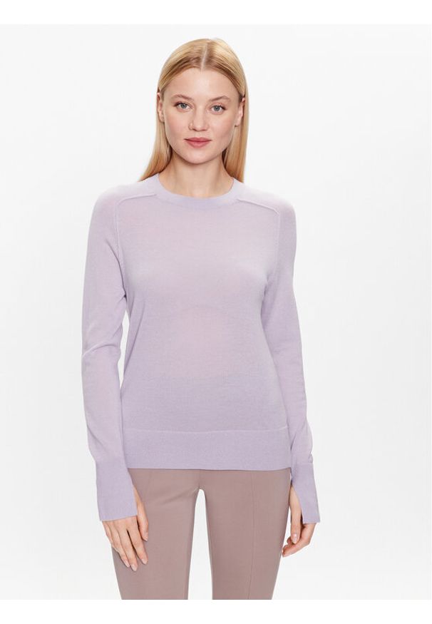 Calvin Klein Sweter K20K205777 Fioletowy Regular Fit. Kolor: fioletowy. Materiał: wełna