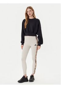 Adidas - adidas Legginsy Animal Print 3-Stripes JM1867 Beżowy Slim Fit. Kolor: beżowy. Materiał: bawełna. Wzór: nadruk #4