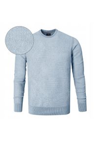 Męski Sweter Bawełniany, Delikatna Faktura Materiału - Pako Jeans - Niebieski. Kolor: niebieski. Materiał: bawełna. Styl: elegancki, klasyczny #4
