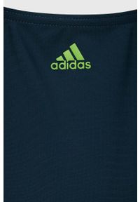 adidas Performance jednoczęściowy strój kąpielowy dziecięcy kolor zielony. Kolor: zielony. Materiał: materiał, dzianina. Rodzaj stanika: odpinane ramiączka #2