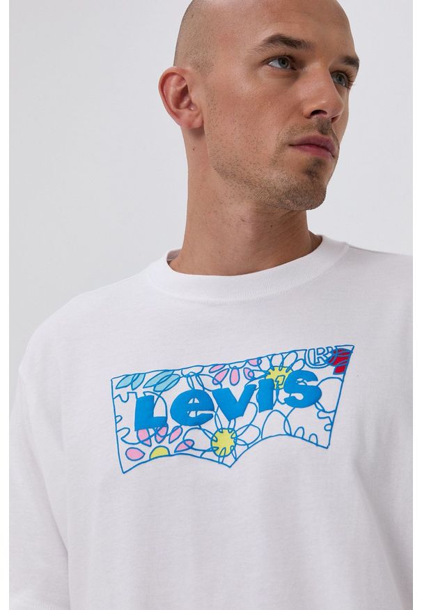 Levi's® - Levi's - T-shirt. Okazja: na spotkanie biznesowe. Kolor: biały. Wzór: nadruk. Styl: biznesowy