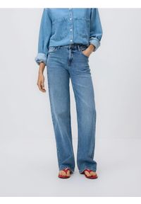 Reserved - Jeansy straight ze średnim stanem - niebieski. Kolor: niebieski
