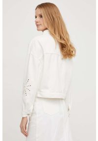 Answear Lab kurtka jeansowa bawełniana kolor biały przejściowa oversize. Kolor: biały. Materiał: bawełna, jeans. Styl: wakacyjny #4