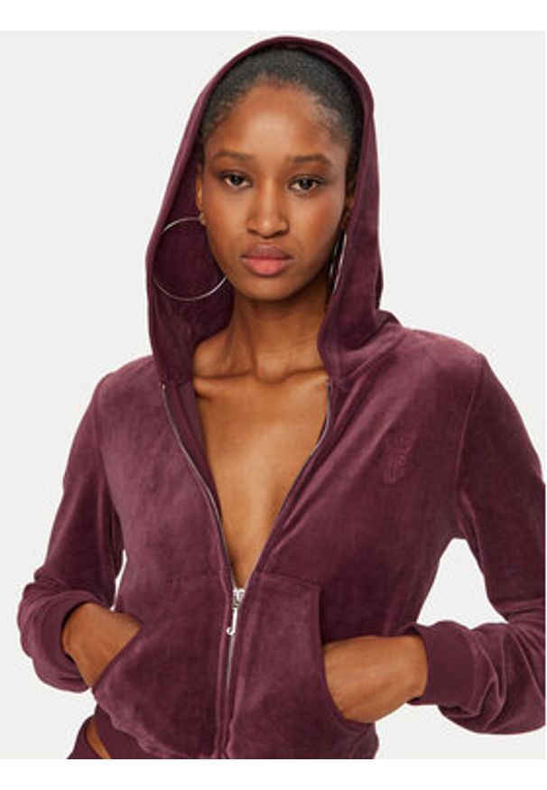 Juicy Couture Bluza Robyn JCSEBJ007 Bordowy Slim Fit. Kolor: czerwony. Materiał: syntetyk