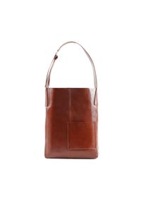 Solier - Shopperka damska FL29 ELVORIA brązowa. Kolor: brązowy. Materiał: skórzane. Styl: elegancki, casual. Rodzaj torebki: na ramię