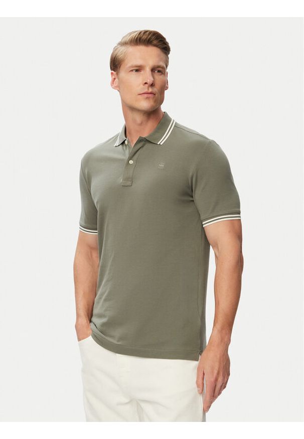 G-Star RAW - G-Star Raw Polo Dunda D17127-5864 Zielony Slim Fit. Typ kołnierza: polo. Kolor: zielony. Materiał: bawełna