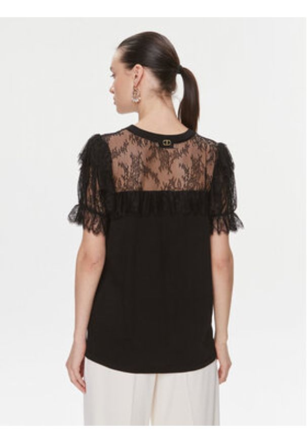 TwinSet - TWINSET Bluzka 241TP2217 Czarny Regular Fit. Kolor: czarny. Materiał: bawełna