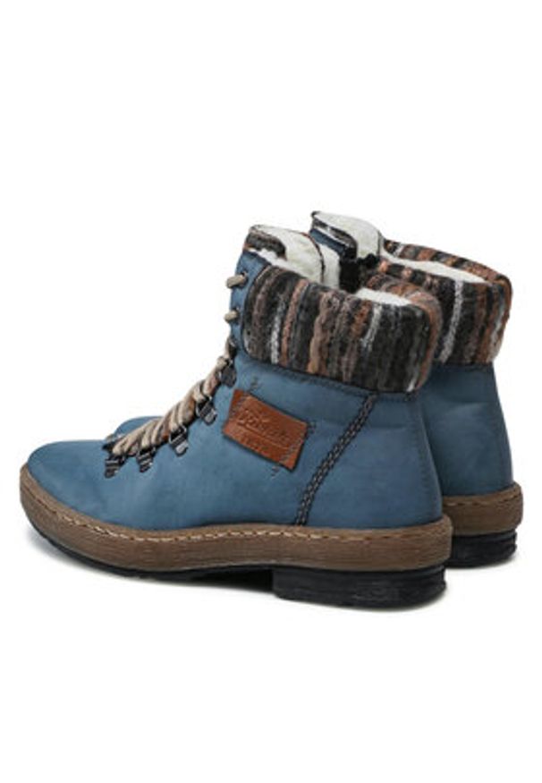 Rieker Trzewiki Z6743-14 Niebieski. Kolor: niebieski. Materiał: skóra