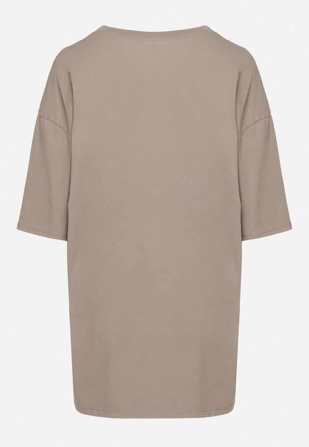 Born2be - Beżowy Bawełniany T-shirt Koszulka z Krótkim Rękawem Bevima. Okazja: na spacer, na co dzień. Kolor: beżowy. Materiał: bawełna. Długość rękawa: krótki rękaw. Długość: krótkie. Styl: casual, klasyczny