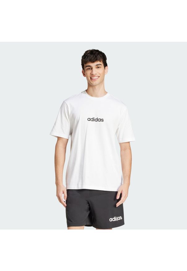 Adidas - Koszulka Essentials Linear Single. Kolor: biały, wielokolorowy, czarny