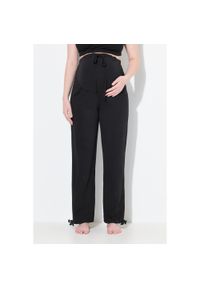 ULLA POPKEN - Damskie Spodnie dresowe Bellieva ekstra szeroki pas bio-bawełna. Kolekcja: plus size. Kolor: czarny. Materiał: materiał, bawełna