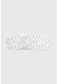 Calvin Klein Jeans buty kolor biały. Nosek buta: okrągły. Zapięcie: sznurówki. Kolor: biały. Materiał: poliester, skóra, guma #2